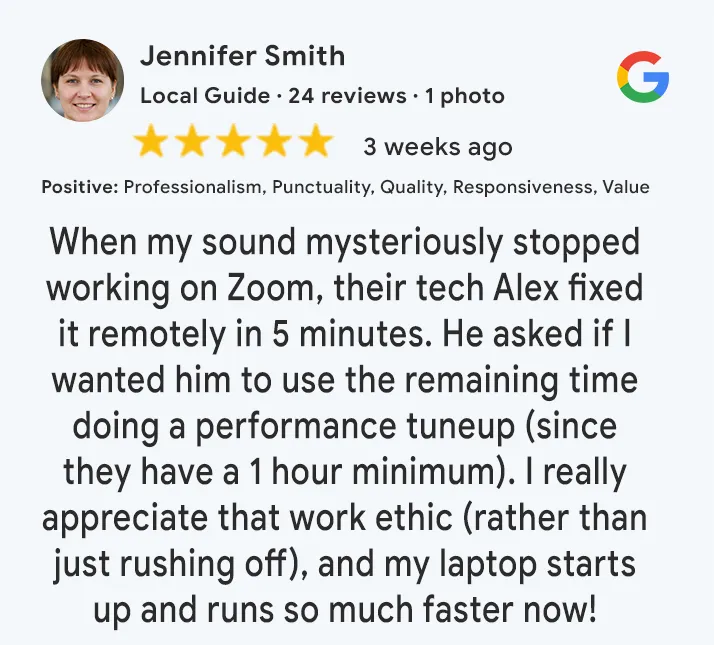 IT Support for Small Business Google Review 2